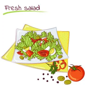 Fresh vegetable salad Stock Illustration