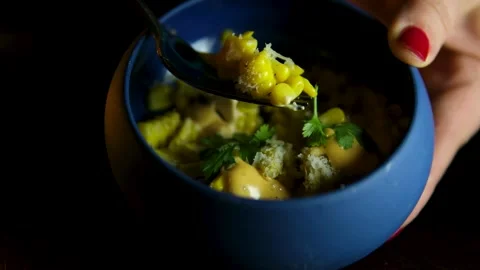 Fresh vegetable salad packed in a transparent plastic container, ready to eat Stock Footage 318384945