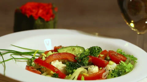 Fresh vegetable salad spinning 2 HD Stock Footage 37675004