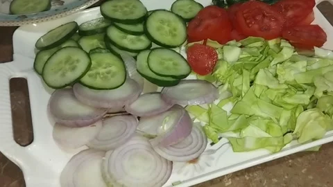 Fresh Vegetable Salad in a tray Stock-Footage 267029614