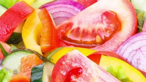 Fresh Vegetable salad with vitamins. Stock Footage 72671491
