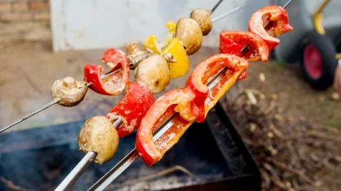 Fresh Vegetable Skewers Stock Photos