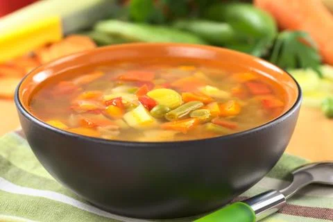 Fresh vegetable soup Stock Photos