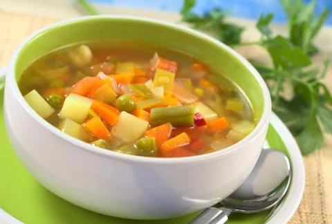 Fresh vegetable soup Stock Photos