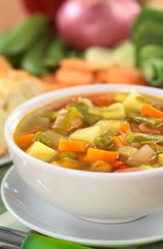 Fresh vegetable soup Stock Photos