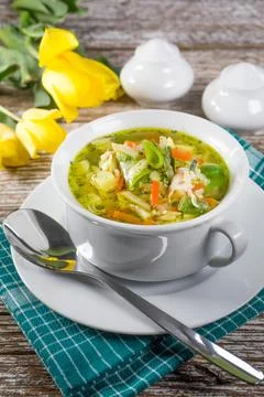 Fresh vegetable soup. Selective focus. Stock Photos