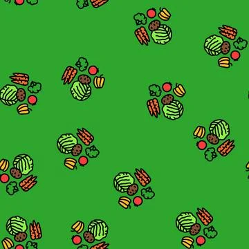 Fresh vegetable vector seamless pattern イラスト素材