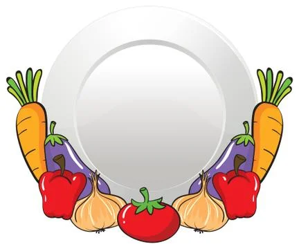 Fresh vegetables and a plate Stock Illustration