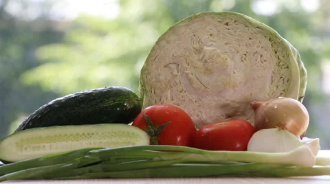 Fresh vegetables are on the table. Video stock 51638949