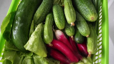 Fresh vegetables in a basket close-up. Video stock 79455447