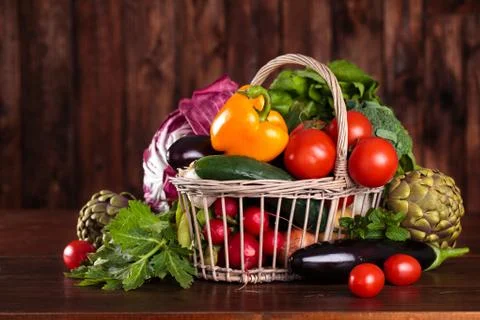 Fresh vegetables in basket. Stock Photos
