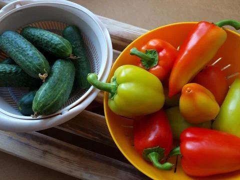 Fresh vegetables in a basket Stock Photos