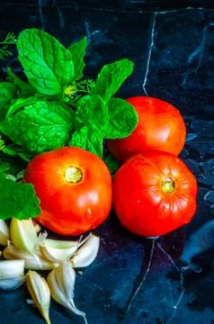 Fresh vegetables on a black table Stock Photos