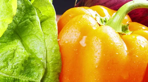 Fresh vegetables on black ,vegetable still life, Stock Footage 32814534