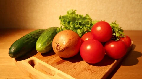 Fresh vegetables on a board Stock Footage 50732108