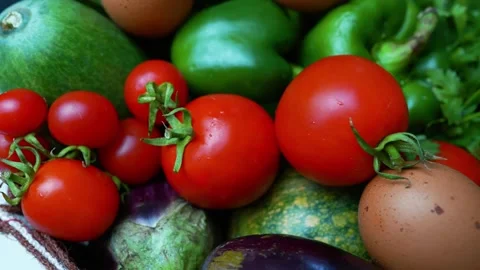 Fresh Vegetables Close-Up Shot, A close-up of fresh vegetables including to.. 스톡 동영상 305053488