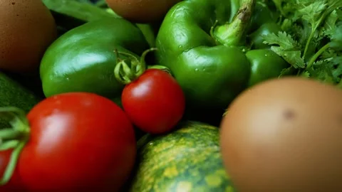 Fresh Vegetables Close-Up Shot, A close-up of fresh vegetables including to.. 库存影片 305053589