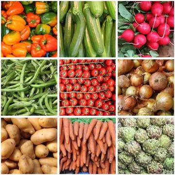 Fresh vegetables collage Foto stock