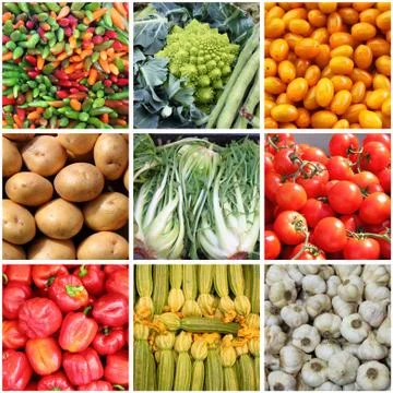 Fresh vegetables collage Stock Photos