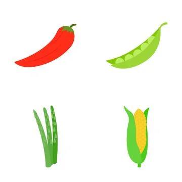 Fresh vegetables collection including pepper pea asparagus corn Stock Illustration