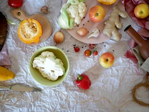 Fresh vegetables, composition for cooking from pumpkins Stock Photos