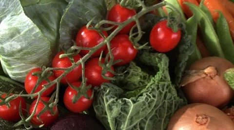 Fresh vegetables in a crate Stock Footage 8573494