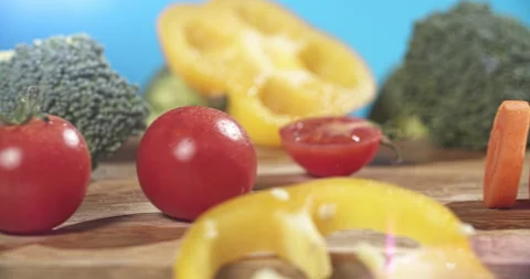 Fresh vegetables on a cutting board Stock Footage 135642193