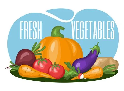 Fresh vegetables design template. Stock Illustration