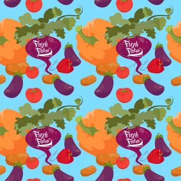 Fresh Vegetables Farming Seamless Pattern Stock-Illustration