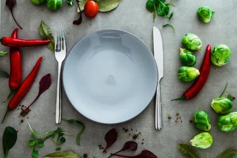 Fresh vegetables flatlay overhead frame. Food layout. Vegetables variety Stock Photos