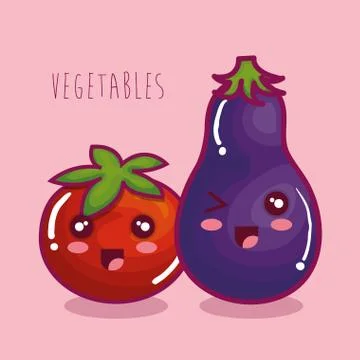 Fresh vegetables funny character Stock Illustration