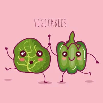 Fresh vegetables funny character Stock Illustration
