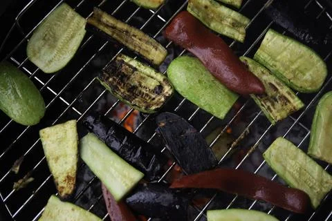 Fresh vegetables on the grill Stock Photos