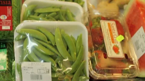 Fresh vegetables in grocery store. Stock Footage 12192143