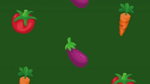 Fresh vegetables healthy food pattern animation Stock Footage 233983780