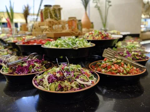 Fresh vegetables at the hotel buffet Stock Photos