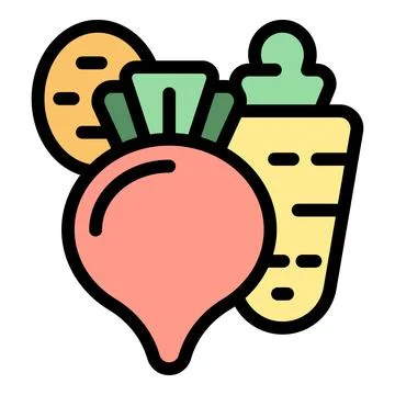 Fresh vegetables including beetroot, carrot and potato icon Stock Illustration