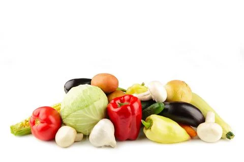 Fresh vegetables isolated on white background, cutout. Stock Photos