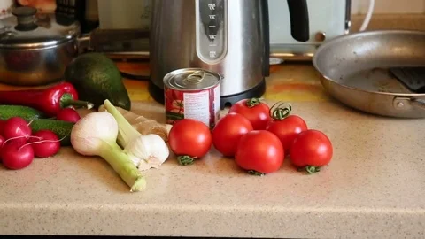 Fresh vegetables in the kitchen Stock Footage 74156135