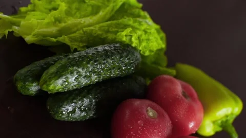 Fresh vegetables on a kitchen table Stock Footage 115638963