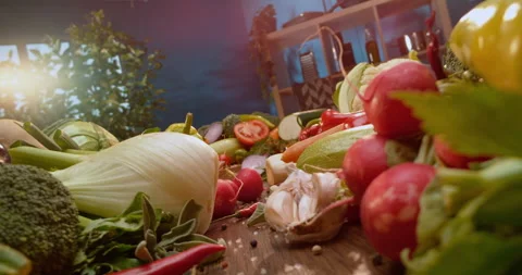 Fresh vegetables on the kitchen table Stock Footage 311833491