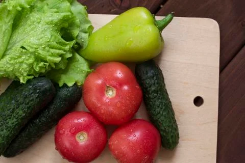 Fresh vegetables on a kitchen table Foto stock