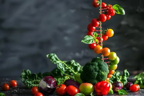 Fresh vegetables levitating in dynamic kitchen display Stock Photos