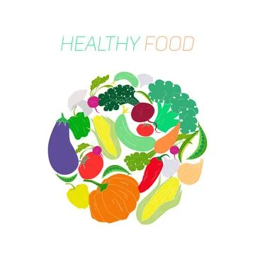 Fresh vegetables with placeholder for text Stock Illustration