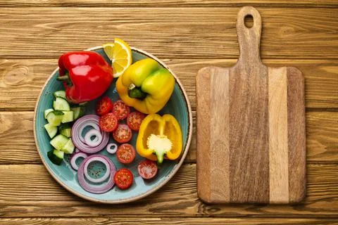Fresh vegetables on plate Stock Photos