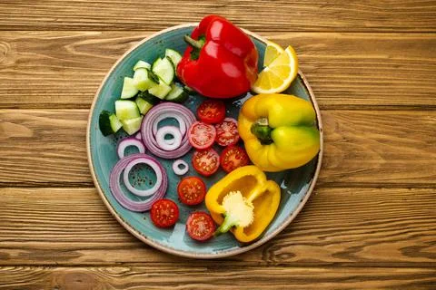 Fresh vegetables on plate Stock Photos