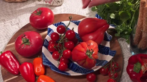 Fresh Vegetables on a Rustic Kitchen Table Stock Footage 337516246