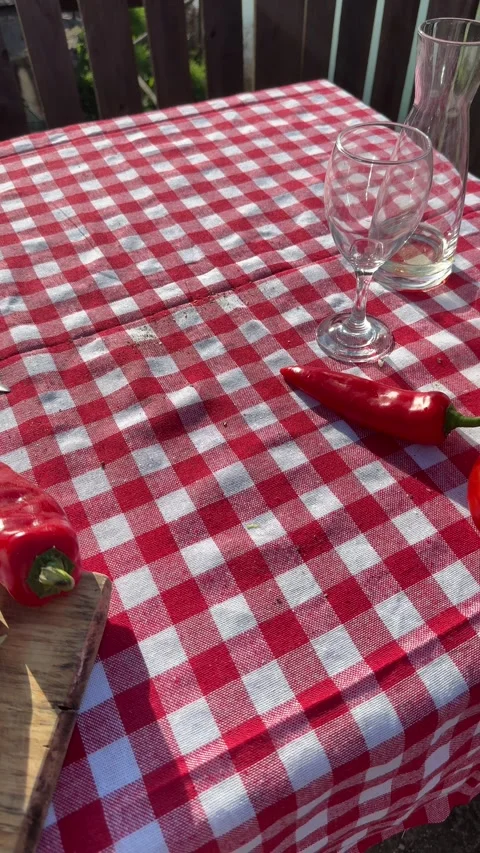 Fresh vegetables on rustic picnic table with copy space Stock Footage 333572618