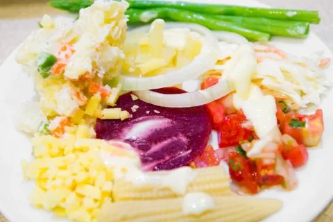 Fresh vegetables salad in dish Stock Photos