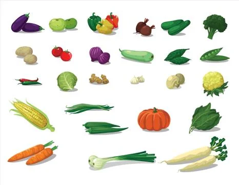 Fresh vegetables set Stock Illustration